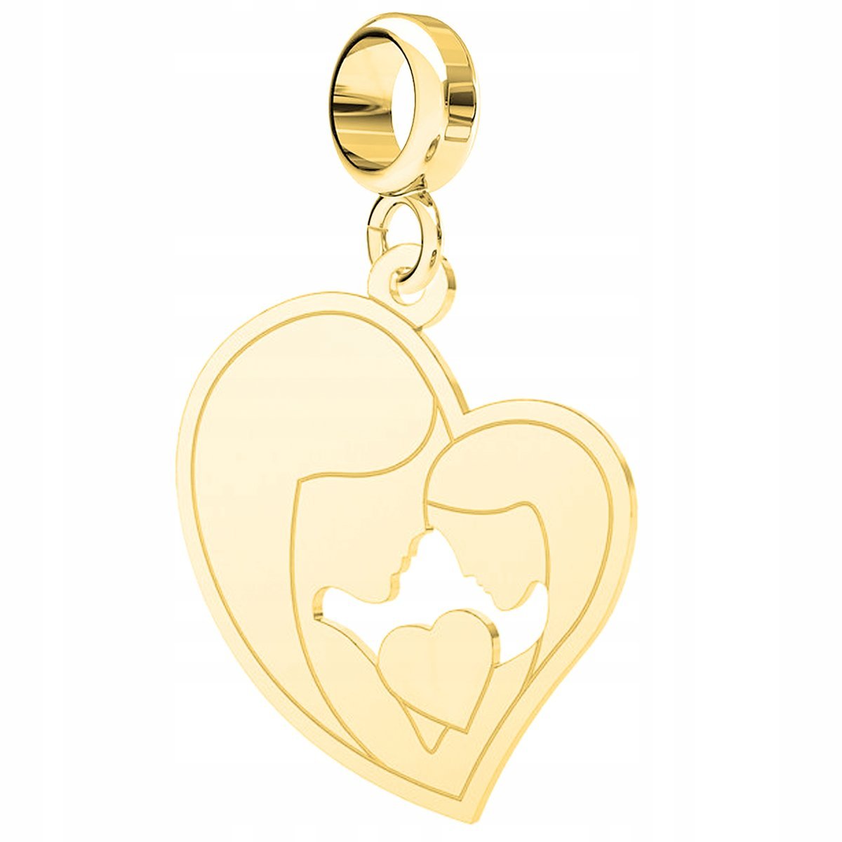 Charms Złoty Matka z Córką Rodzina Family Serce Serduszko Love SREBRO 925