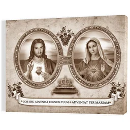 Obraz religijny na płótnie Serce Maryi i Serce Jezusa - Ikony i obrazy sakralne - miniaturka - grafika 1
