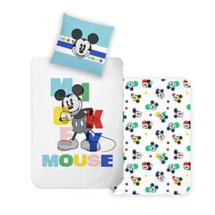 Disney Home Mickey dziecięca pościel dwustronna, zestaw 135 x 200 cm, poszewka na poduszkę 80 x 80 cm, super miękka bawełna Renforce, 100% bawełna, 2-częściowy komplet pościeli Mickey, miękka i - Pościel dla dzieci - miniaturka - grafika 1