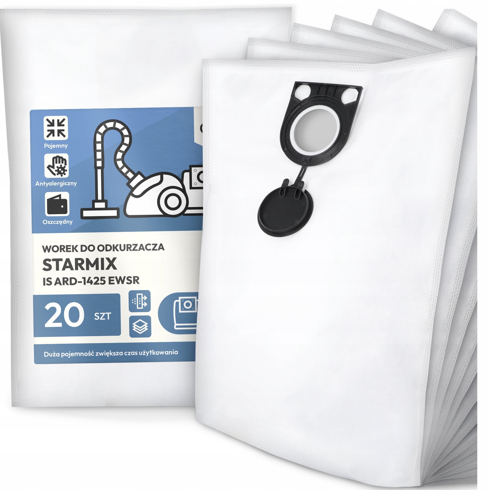20x Worek do Odkurzacza Starmix Is ARD-1425 Ewsr Syntetyczny Pojemny G9