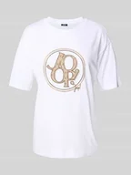 Koszulki i topy damskie - T-shirt z obszyciem kamieniami stras model ‘Tashi’ - miniaturka - grafika 1