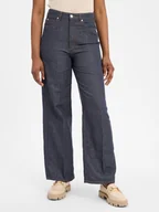 Spodnie damskie - Marc O'Polo Dżinsy o szerokim kroju z zawartością lnu - Tolva Long Kobiety Bawełna niebieski jednolity, 26-32 - miniaturka - grafika 1