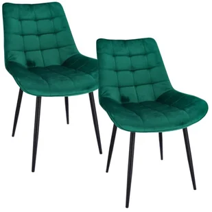 Krzesła do kuchni, 2 sztuki, pikowane, 53x63x83 cm, zielone - Krzesła - miniaturka - grafika 1