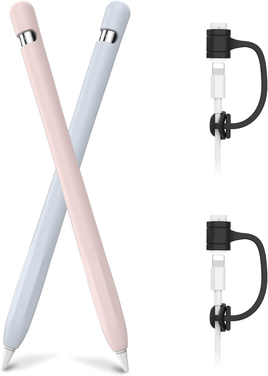 2x ETUI NA APPLE PENCIL 1-gen ANTYPOŚLIZGOWY SILIKON RÓŻOWY SZARY