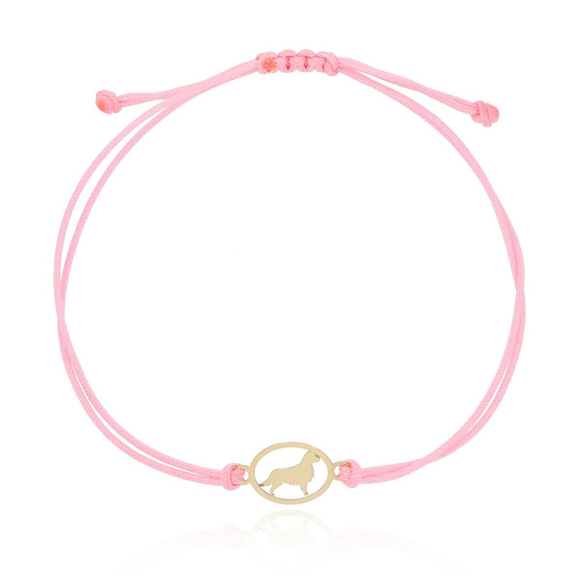 Bransoletka różowy sznurek piesek w owalu pr. 585