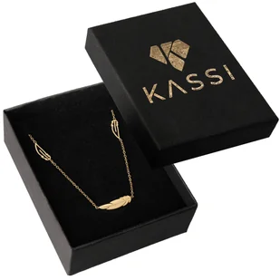 Naszyjnik złoty damski stal chirurgiczna stali Piórko  łańcuszek zawieszka - Łańcuszki - miniaturka - grafika 1