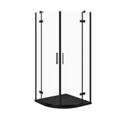 Kabiny prysznicowe - Kabina prysznicowa Cersanit Jota 80x80x195 półokrągła czarny transparentne z brodzikiem tako slim czarny mat S601-441 - miniaturka - grafika 1