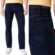 Spodnie męskie - Wrangler Straight Blue Black Dżins Ciemne Proste Spodnie Jeansowe W40 L32 - miniaturka - grafika 1