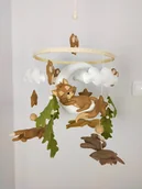 Karuzele dla niemowląt - Karuzela handmade Leśne kotki , brąz, zieleń, biały, dekoracja pokoju - miniaturka - grafika 1