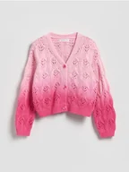 Swetry dla dziewczynek - Reserved - Kardigan z efektem ombre - pastelowy róż - miniaturka - grafika 1