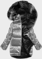 Kurtki damskie - DWUSTRONNA KURTKA OVERSIZE SZARO-CZARNA (H-1088-61) - Z-DESIGN - miniaturka - grafika 1