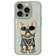 Etui i futerały do telefonów - Etui NIMMY Glasses Cool Dog do Apple iPhone 15 Pro Szary - miniaturka - grafika 1
