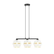 Lampy sufitowe - Lampa wisząca z trzema biało-złotymi abażurami 1182/3 z serii PIANO - miniaturka - grafika 1
