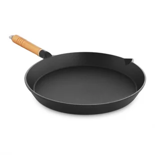 Royal Catering Patelnia żeliwna okrągła gładka z drewnianą rączką śr 30cm 1009677 - Akcesoria gastronomiczne - miniaturka - grafika 2