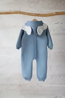 Kombinezony dla dzieci - Kombinezon z kapturem z uszami słonia błękitny - miniaturka - grafika 1