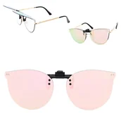 Akcesoria do okularów - Nakładki przeciwsłoneczne polaryzacyjne na okulary korekcyjne kocie NA-183A różowe - miniaturka - grafika 1