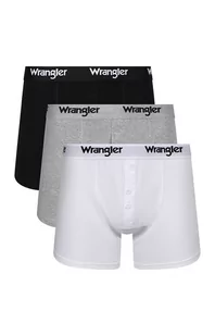 Wrangler bawełniane bokserki long na guziki 3-pack Tait, Kolor biało-szaro-czarny, Rozmiar M, Wrangler - Intymna - Majtki męskie - miniaturka - grafika 1