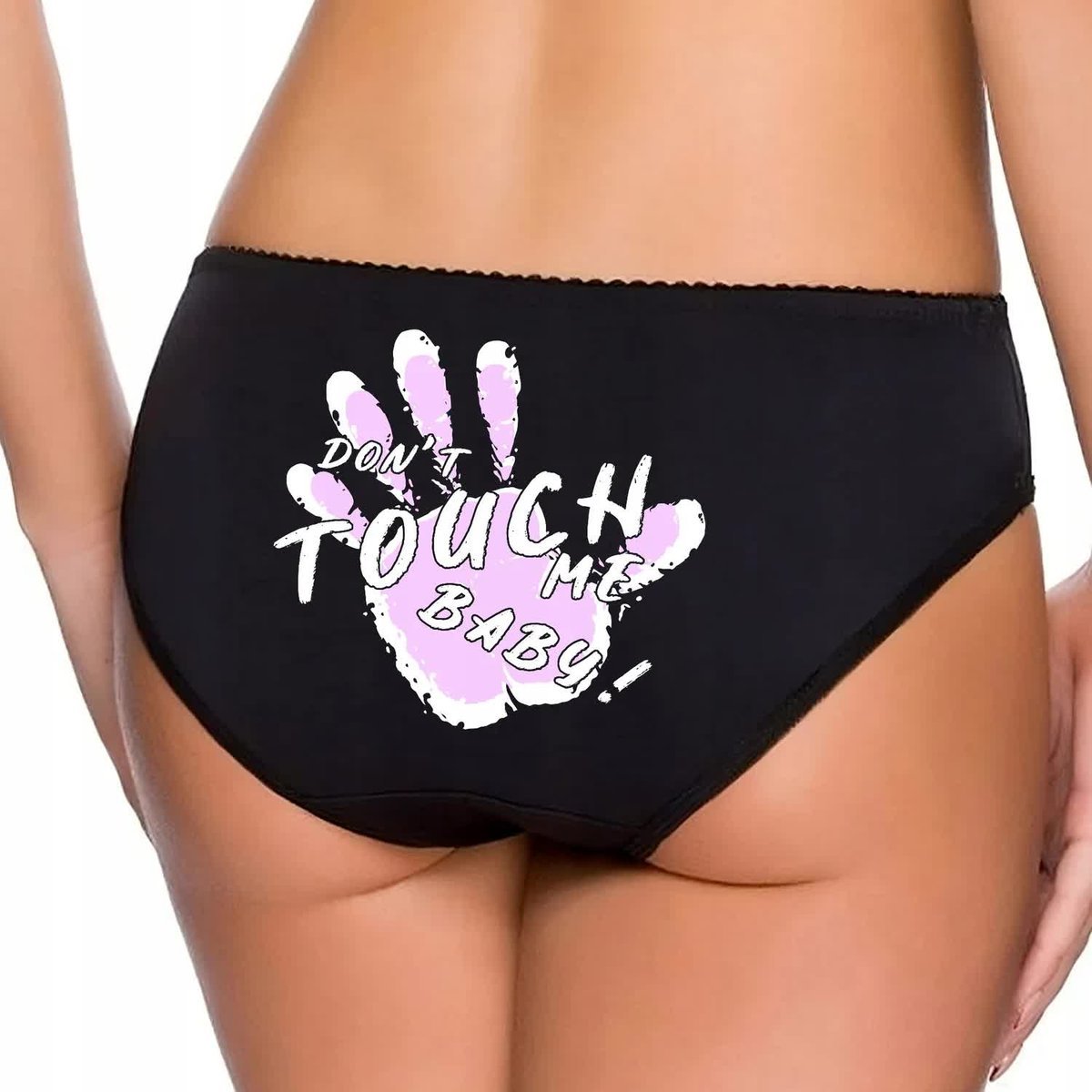 CZARNE MAJTKI Figi Dla Partnerki Na Walentynki DON'T TOUCH ME! Wzory Rozm L