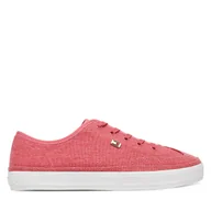 Sneakersy damskie - Sneakersy Tommy Hilfiger Washed Canvas Vulc Sneaker FW0FW08894 Różowy - miniaturka - grafika 1