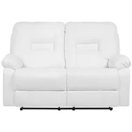 Sofy i kanapy - Beliani Sofa skóra ekologiczna dwuosobowa biała rozkładana BERGEN biały - miniaturka - grafika 1