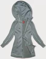 Bluzy damskie - DŁUGA BLUZA DAMSKA SZAROZIELONA (AMG-321A) - LHD - miniaturka - grafika 1