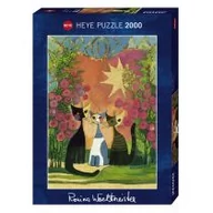 Puzzle - Heye Puzzle 2000 elementów. Rodzinka kotów pośród róż - miniaturka - grafika 1