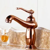 Baterie bidetowe - Bateria umywalkowa / bidetowa retro VIOLA czarna - różowe złoto - miniaturka - grafika 1