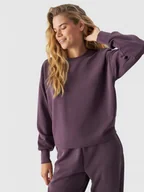 Bluzy sportowe damskie - Damska bluza dresowa nierozpinana bez kaptura 4F 4FWAW24TSWSF1342 - fioletowa - miniaturka - grafika 1