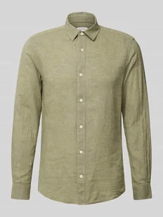 Koszula lniana o kroju slim fit z kołnierzykiem typu kent model ‘CAIDEN’ - Koszule męskie - miniaturka - grafika 1