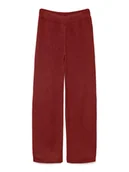 Spodnie damskie - Vero Moda Spodnie dzianinowe Gold Art 10332174 Bordowy Loose Fit - miniaturka - grafika 1