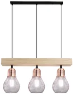 Lampy sufitowe - Industrialna lampa wisząca z drewnem 1998/3 WD z serii EDISON - miniaturka - grafika 1