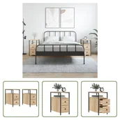 Szafki nocne - The Living Store Szafki nocne 2 szt. dąb sonoma 30x60x60 cm materiał drewnopochodny - miniaturka - grafika 1