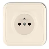 Gniazdka elektryczne - Beżowe gniazdo pojedyncze z uziemieniem 2P+Z 1GPT-1z LIZA KARLIK - miniaturka - grafika 1