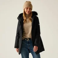 Kurtki i kamizelki sportowe damskie - Regatta Płaszcz damski przejściowy ocieplany przeciwdeszczowy Sabinka Czarny, Rozmiar: 50 - miniaturka - grafika 1