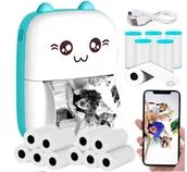 Drukarki kart i etykiet - DreamCraft DRUKARKA TERMICZNA DRUKUŚ NIEBIESKI APARAT NATYCHMIASTOWY Rolki - miniaturka - grafika 1