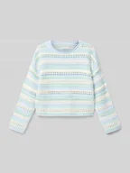Swetry dla dziewczynek - Sweter o kroju cropped fit z dzianiny z bawełny - miniaturka - grafika 1