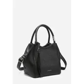 Torebki damskie - Czarna Ażurowa Torebka Torba Damska Do Ręki LUIGISANTO Dopinany Pasek - miniaturka - grafika 1