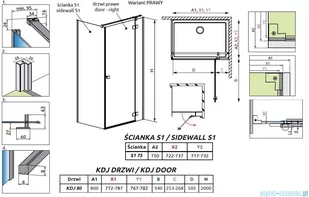 Radaway Essenza Black Kdj kabina 80x75cm prawa szkło przejrzyste 1385043-54-01R/1384049-01-01 - Kabiny prysznicowe Radaway Essenza Black Kdj kabina 80x75cm prawa szkło przejrzyste 1385043-54-01R/1384049-01-01 - Kabiny prysznicowe - miniaturka - grafika 2