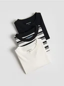 Majtki dla dzieci - Reserved - Bawełniany longsleeve 3 pack - złamana biel - miniaturka - grafika 1