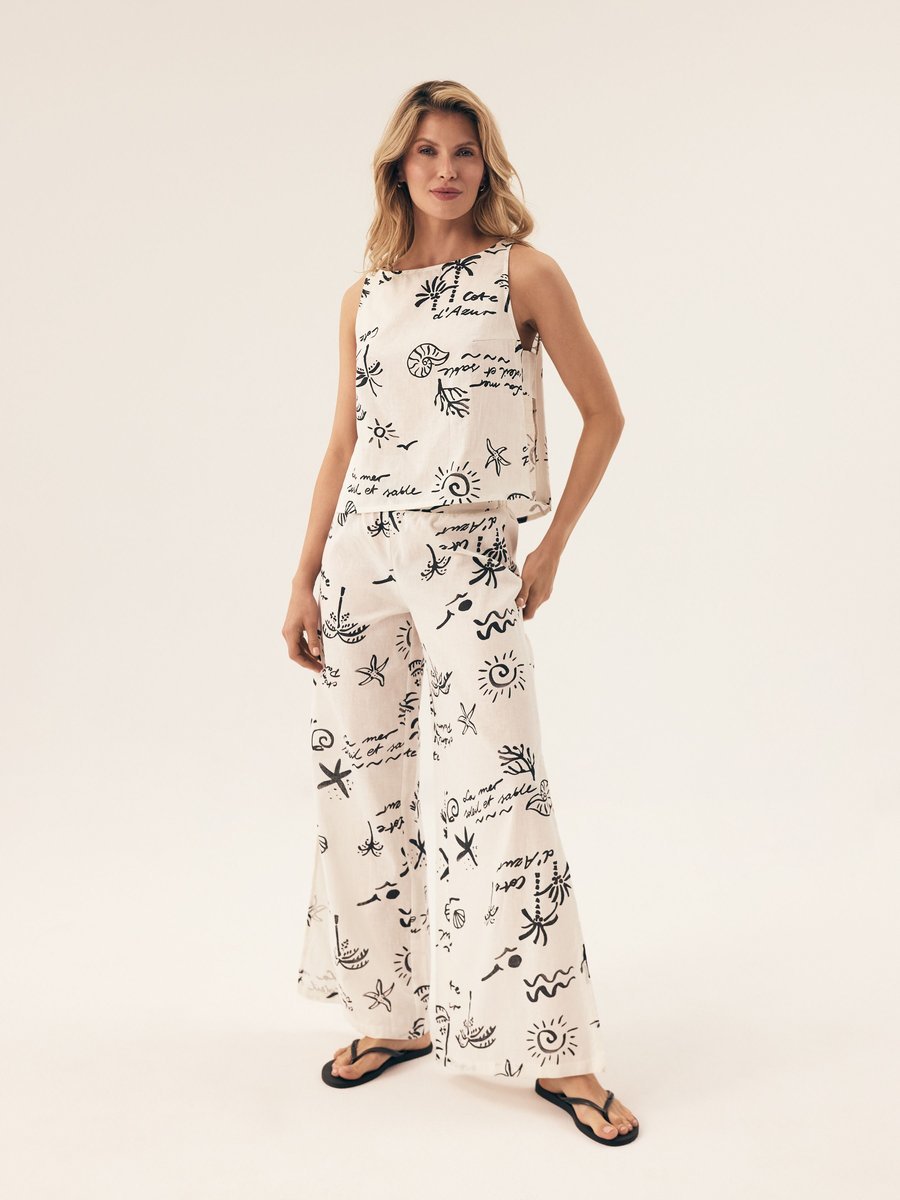 Spodnie damskie plażowe Azzurro Esotiq kremowy M