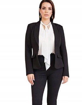 MARCIANO GUESS CZARNA MARYNARKA DAMSKA JEDNORZĘDOWA Z KLAPAMI 40 1GNA