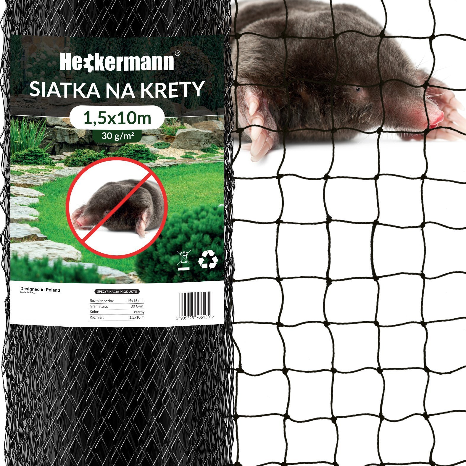 Heckermann Siatka na krety Heckermann 1,5x10m 30g/m2