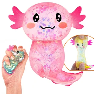 Axolotl Antystresowy Sensoryczny Gniotek Gumowy Do Ugniatania Glitter Aksolotl - Zabawki sensoryczne - miniaturka - grafika 1