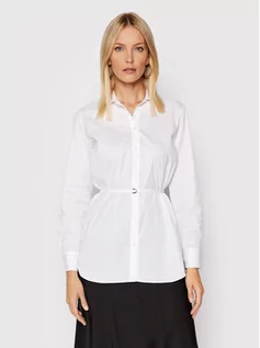 Koszule damskie - Calvin Klein Koszula Cotton Belted K20K203576 Biały Regular Fit - grafika 1