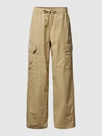 Spodnie damskie - Spodnie cargo o kroju slim fit z elastycznym pasem - miniaturka - grafika 1