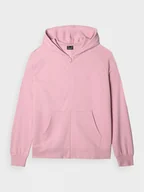 Bluzy sportowe damskie - Damska bluza dresowa rozpinana z kapturem 4F 4FWMM00TSWSF1763 - różowa - miniaturka - grafika 1