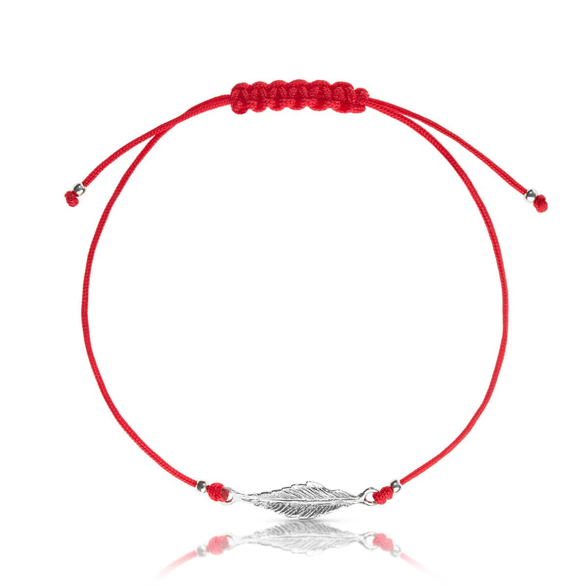 Bransoletka sznurkowa Piórko srebrne
