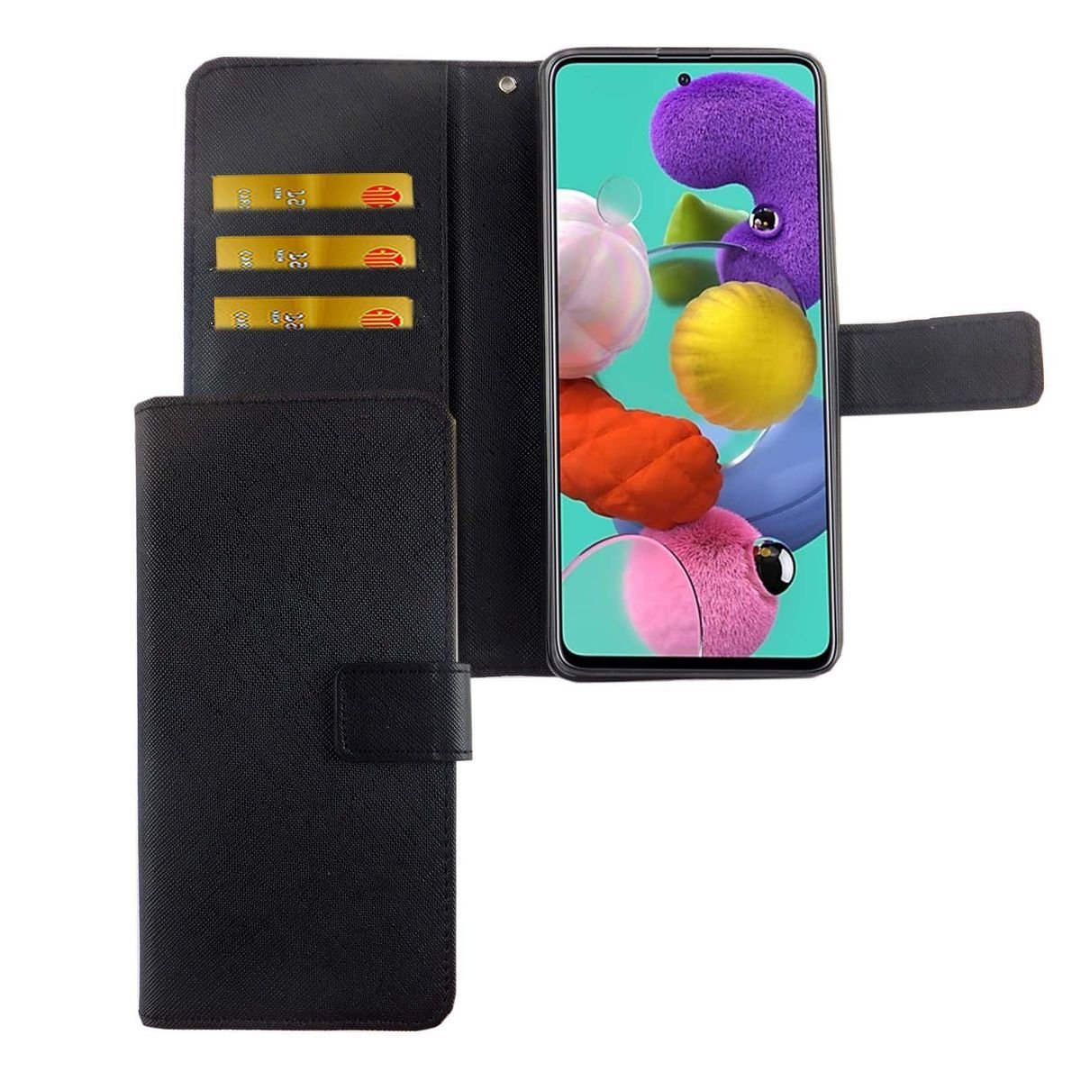Etui Samsung Galaxy A71 Etui na telefon komórkowy Pokrowiec ochronny z klapką i miejscem na kartę Czarny