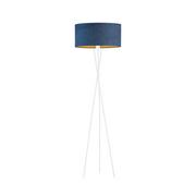 Lampy stojące - Lysne, Lampa podłogowa TRIPOD z welurowym abażurem vintage Paryż Velur, Granatowy ze złotym wnętrzem - miniaturka - grafika 1