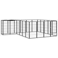 Sprzęt podróżny i transportery dla psów - vidaXL Kojec dla psa, 22 paneli, czarny, 50x100 cm, stal - miniaturka - grafika 1